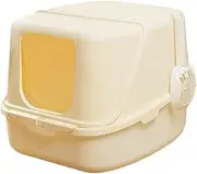 Enclosed Plastic Cat Litter Box with Front Door Flap Hooded Kitty Litter Tray Privacy and Easy Access for Cleaning Litter Pan