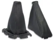 FOR SUBARU FORESTER I SF 97-02 GEAR SHIFT BOOT + HANDBRAKE GAITER LEATHER s.GRAY