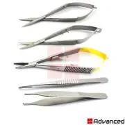 5 Pcs Micro Surgery Noyes Scissors Castroviejo Needle Holder Forceps For Rodent