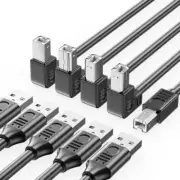 5M USB 2.0 Cable for Printer Scanner 90Degree Elbow High Transfer Rate Flexible