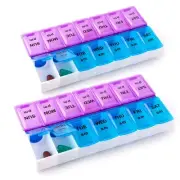 - Pill Organizer 2 Times a Day, Weekly Pill Box, 7 Daily Compartments with AM...