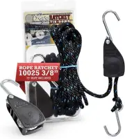 10025 3/8 Inch Block and Tackle Ratchet Tie Down, Rope Hoist Pulley Hoist, with