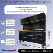 1.8M Workbench Tool Trolley Black Powder Steel with Upper Cabinet Local Delivery