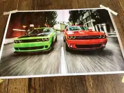 Dodge Challenger SRT HELLCAT Sports cars V8, 12x18 vinyl canvas poster, New, (E)