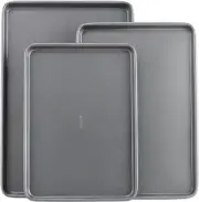 Goodcook Nonstick Baking Sheet Set Of 3 Dark Gray Carbon Steel Cookie Sheets