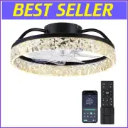 Smart 16-Inch Ceiling Fan - Remote & App Control with Memory Function - Black