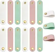15 PCS Leather Cord Organizer, Reusable cord holder, Phone and Headphone Cord Organizer, Cord Holder for Travel Organizer USB Holder Cord Holder Snap Closure (Colorful)