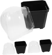 Toyvian 3 Sets Seedling Pot Grow Plant Pot Propagation Containers Pots with Dome Small Plant Containers Seeds Jar Netting Potting Planter Nursery Pots Plants Plant Starter Pots Black Pp