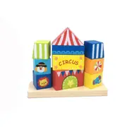 Tooky Toy Circus Block Tower Toddler/Baby 18m+ Educational Wooden Stacking Toy
