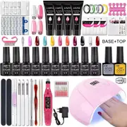 Gel Nail Polish Kit with UV Lamp Electric Nail Drill Machine Base Top Coat Kit Gel Polish Tool Set