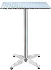 [Gardeon] Aluminum Folding Outdoor Bar Table, Bistro Foldable Tabletop Lounge Desk Garden Pool Backyard Deck Furniture, Adjustable Height 70/100cm Square Silver