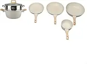 Pots Pans Set Not -Stick -Granite Induction Kitchen Cooking Crockery The Same Heat Distribution for Cooking Boils Boiling White 5 Pots 3 Lids for Gas Cookers and Induction Cookers