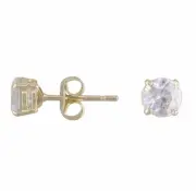 9ct gold round stud earrings, cubic zirconia. 4 mm. Sparkly. New. Solid gold.