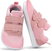 [LEDINEY] Kids Slip On Barefoot Toddler Boys/Girls Wide Toe Box Sneakers Zero Drop Minimalist Outdoor Activities Walking Running Shoes, Pink, 2.5 Wide Big Kid