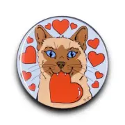 Chocolate Siamese Cat Heart Valentines Magnet Handmade Portrait Gift Decor 3.5"
