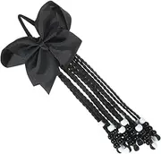 GETAJGHSD Braided Ponytail Wig Hair Extension for Beaded Bowknot Design Soft Hairpiece for Parties Daily Wear Travel Lightweight Comfortable Ponytail Accessory