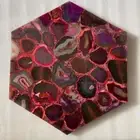 15" Hexagon Agate Stone Bed Side Nightstand Table Luxury Coffee Counter Top Deco
