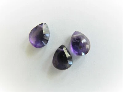 Amethyst, Faceted Flat Teardrop Briolettes, 9-10mm x 7mm approx, Bright Colour