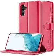Protective Case Compatible with Samsung Galaxy S24 FE Case Wallet with Credit Card Holder,Soft TPU Leather Magnetic Wallet Case with Kickstand,Magnetic Clasp and Shockproof Cover Case Shell Cover(Rose