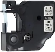 ExtraPrint Compatible Label Tape for Dymo SD45020 / S0720600 D1 Standard White Text on Clear Label Cassette 12mm x 7m