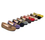 EVERAU® Women Leather Bow Casual Summer Moccasins - Chestnut / AU Ladies 5 / AU Men 3 / EU 36