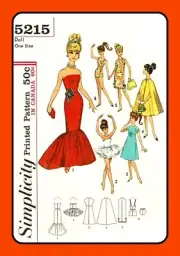11½" Doll Atlantic City Wardrobe Simplicity 5215 Vtg 1963 Craft Sewing Pattern