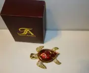 Taylor Avedon Collectible red gold Turtle TRINKET BOX new+ box $140