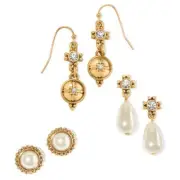 AVON CROSS PEARLESQUE 3 PIECE EARRING SET ~ NEW!!!