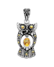 Samuel B. 18K & Silver 1.50 ct. tw. Citrine Owl Pendant