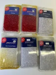 Jewelry & Craft White (4) and Red (2) Tri Beads ~ 6 Value Packs