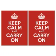 2PK Nostalgic Art Keep Calm & Carry On Colour Fridge Rectangle Magnet 6x8cm