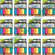 *12-Boxes* Crayola Glitter Washable Sidewalk Chalks 5 Shimmering Colors 03-5804