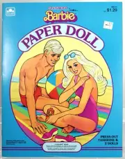 Sunsational Malibu Barbie Paper Doll Book - 1982-44 Near Mint 1983 Un-Cut Golden