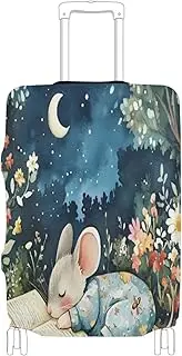 [Joisal] Owls Forest Night Blue Luggage Cover Protector Tsa Approved Fit 18-32 Inch Luggage, Mouse Book Moon Night, M 22-24 in