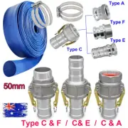 2" 50mm BSP Aluminium Camlock Hose Fittings Barb Tail Fire Pump PVC Layflat Hose