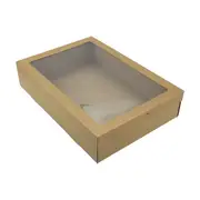 BULK 60pkMedium Kraft Grazing Box with Window Lid (366x255x80mm)