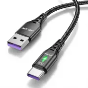 USLION 5A USB to Type-C Cable QC SCP AFC PPS MTK PE Fast Charging Data Transmission Nylon Core Line 1M/2M Long for Samsu
