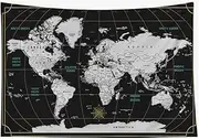 Capsceoll World Map Tapestry Wall Tapestry World Geographical Distribution Tapestry for Men 80X60 Inches