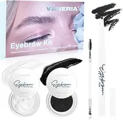 VANERIA Eyebrow Soap Kit Makeup,Shapes,Defines,Fills Brow Makeup,Eyebrow Setting Gel+Eyebrow Tinted Gel+Eyebrow Pen+Eyebrow Brush. (Black)