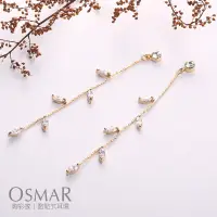 在飛比找蝦皮商城優惠-絢彩家【OSMAR】精巧迷人水鑽嫩葉鍍金 無耳洞黏貼式耳環 