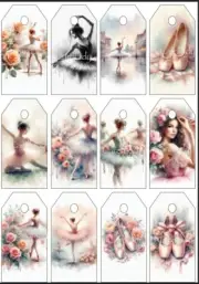 12 Gift Tags Ballet Ballerina Dance -Junk Journals Scrapbooks Birthday Gifts
