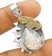 Natural 5CT Two Tone Fire Opalite 925 Solid Sterling Silver Pendant @B6-1