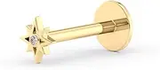 [Lavari Jewelers] 16 Gauge Star Shaped Micro Labret Stud for Women and Men - 14k Yellow Gold Internally Threaded Cubic Zirconia Stud - Unisex Hypoallergenic Piercing Jewelry - 16G Body Piercing