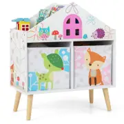 Costway Wood Kids Toy Storage Cabinet Bookshelf Children Toy Organiser