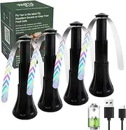 Fly Fans for Tables 4 Pack Adjustable for Outdoor or Indoors USB or Batteries Powered Fly Repellent Swatter Fan, Shoo Away Fly Bug Fan for Picnic, BBQ, Party, Events(Black-4 Pack)