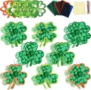 Lonfliness 32 Sets St. Patrick's Day Suncatchers Crafts Kit DIY Shamrock Stained Glass Effect Paper Lucky Clover Craft for Home Classroom Decor Kid St. Patrick’s Gifts Creative Art Projects Activity