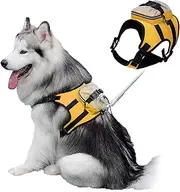 Dog Hiking Backpack Harness for 50-90 lbs Size to Wear, Adjustable Harness with Back Pack Bags, 4 Quick Release Buckle, Stainless Steel D-Ring and Reflective Strips for Safety (Large)