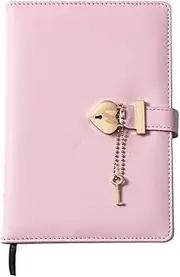 Binxind Password Book with Lock Cute Girl Love Lock Diary Girl Birthday Gift (Pink,1 Set)