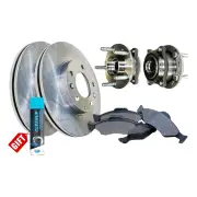 Front Wheel Bearing Hub Assembly + Brake Rotor Pad Kit for Hyundai Santa FE CM