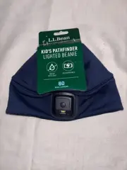 L.L. Bean Boys Pathfinder Lighted Beanie Hat Youth Blue Fishing Camping NEW